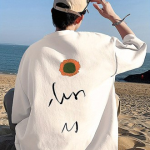 266 남성용 코튼 플로럴 그래픽 프린트 티셔츠