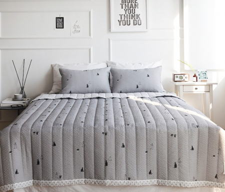 큐티 캣츠 시어서커 여름이불 겸 스프레드+베개커버 세트 싱글/더블 4색상 고급침구가방증정 #6