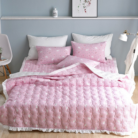 큐티 래빗 시어서커 여름이불 겸 스프레드+패드+베개커버 풀세트 싱글 / 더블 2색상 고급침구가방증정 #4