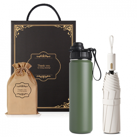 텀블러+우산 기프트세트 650ml스텐보틀1+3단 원터치 자동우산  암막 양우산 #3