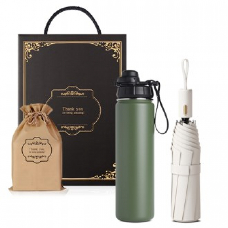 텀블러+우산 기프트세트 650ml스텐보틀1+3단 원터치 자동우산  암막 양우산 #2