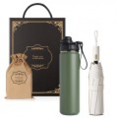 텀블러+우산 기프트세트 650ml스텐보틀1+3단 원터치 자동우산  암막 양우산