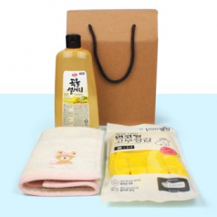 울리프렌즈 자수 핸드타올 + 트리오 주방세제 + 면코팅 고무장갑 + 끈케이스
