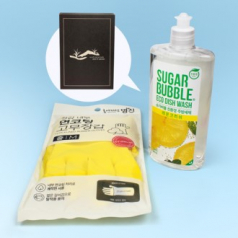 슈가버블 주방세제 280ml + 면코팅 고무장갑 + 종이케이스