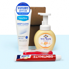 바세린 딥클린 클렌징폼 + 아이꺠끗해 핸드워시 + 크리오 치약 + 니치 접이식칫솔 + 끈케이스
