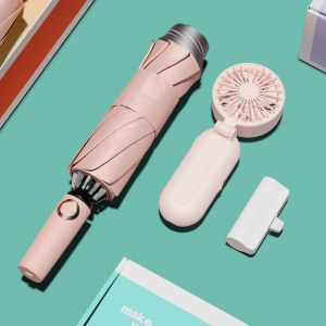 루티네 선물세트 거꾸로 3세대 자동 우양산 + 우산애착 미니 선풍기 + 보조배터리