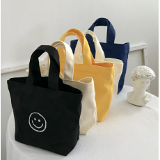 미니 캔버스 스마일 에코백 손가방 보조가방 미니가방 핸드백 다용도 학교 학원 행사