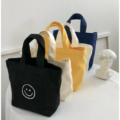 미니 캔버스 스마일 에코백 손가방 보조가방 미니가방 핸드백 다용도 학교 학원 행사