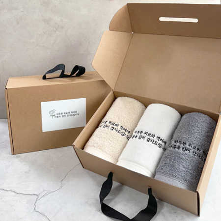 송월 장례 조의 조문답례품 160g코마40수 자수타올 3매세트(크라프트) #2