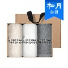 송월 장례 조의 조문답례품 160g코마40수 자수타올 3매세트(크라프트)