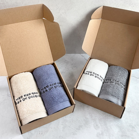 송월 장례 조의 조문답례품 160g코마40수 자수타올 2매세트(크라프트) #3