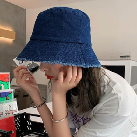 빈티지하고 트렌디한 수술 포인트 모자 데님 벙거지 #2