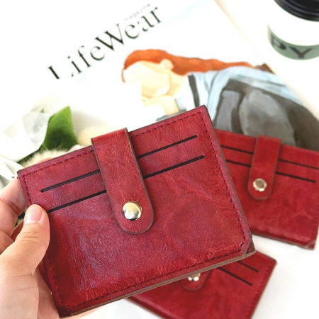 합성피혁 슬림 카드지갑 PU 레드 #2