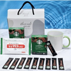 스타벅스 커피스틱 10P+ 도자기 머그 컵+ 손소독 물티슈+ 선물세트