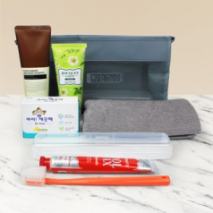 여행용세트 웰컴키트 나드샴푸+핸드크림+세면타올+쿨맥스 치약+미세모칫솔+여행용파우치