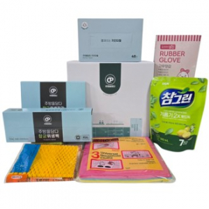 디프로브 주방을담다프리미엄7종 항균위생팩 장갑 수세미 독일행주 주방선물세트