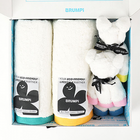 브룸피 프리미엄 뱀부 타올 기프트 세트 220g 40수 수건 화이트, 타월 2개입+핸드타월 2개입 #3