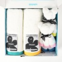 브룸피 프리미엄 뱀부 타올 기프트 세트 220g 40수 수건 화이트, 타월 2개입+핸드타월 2개입