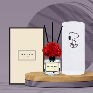 시즈넬 선물세트 디퓨저 50ml 카네이션 + 송월 스누피타올
