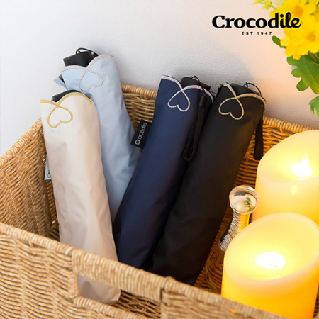 크로커다일 3단 하트포인트 자수 슬림 암막 우양산 #4