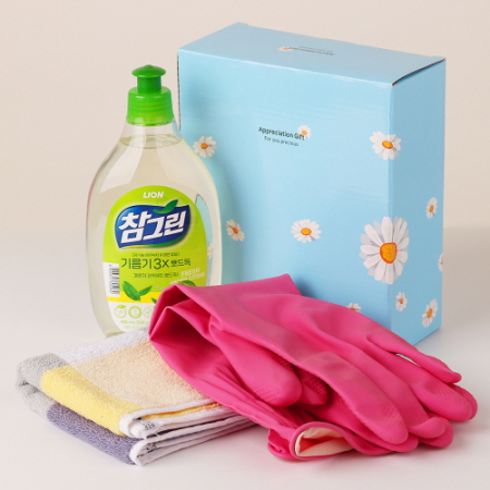 참그린 500g 스마일격자 주방타월 고무장갑 3종 세트 #2