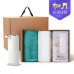 [송월타올] 디스펜서 기프트세트 06, 솔리드뱀부무지200gx2P + 웰세스 디스펜서 360ml 1P