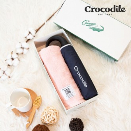 크로커다일 3단 자동 60 바이어스 곡자 우산 + 크로커다일 시그니처 수건 우산타올세트 #2