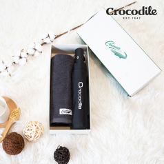 크로커다일 3단 자동 솔리드 우산 + 크로커다일 심플 수건 우산타올세트
