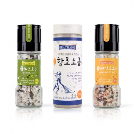 해창소금 구운소금 태양초 + 허브 캠핑용 그라인더 2종 + 함초소금 180g 선물세트 1호 #4