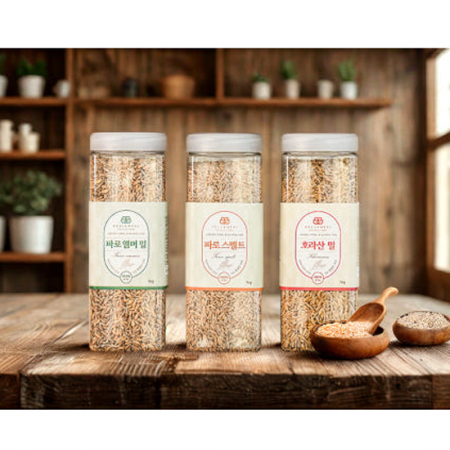 4+1 셀앤밀 선물세트 파로(엠머밀,스펠트밀) 호라산밀 1kgx3개 저당 고대곡물 파로밥 #3