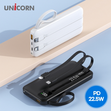 유니콘 PB-10KM 대용량 C타입+8핀 일체형 PD22.5W PD3.0 QC3.0 초고속 충전 10000mAh 보조배터리 #3