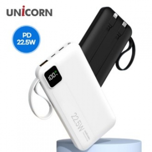 유니콘 PB-10KM 대용량 C타입+8핀 일체형 PD22.5W PD3.0 QC3.0 초고속 충전 10000mAh 보조배터리