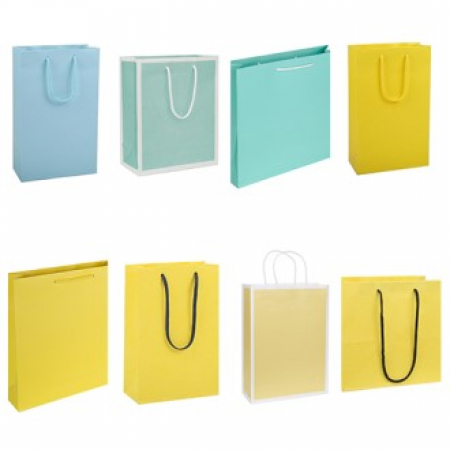 하늘 노랑 옐로우 칼라 종이 쇼핑백 #2