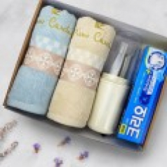 피에르가르뎅 타올2p 세트 + 휴대용양치컵 + 나드 딥클린 미세모  칫솔 2개 + 크리오 치약  120g 2개