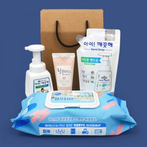 주방전용 아이깨끗해 용기+리필 + 과일나라 핸드크림 + 세균닦는 행주티슈 70매