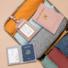 여행세트 여권케이스+네임택 여권 커버 파우치 이름표 카드 수납 정리 6컬러