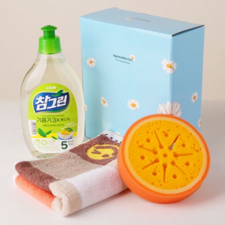 참그린 500g 스마일격자 주방타월 과일 수세미 3종 세트 #2