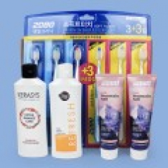 2080 3+3 미세모칫솔 + 캐라시스 샴푸 + 린스 + 2080 핑크솔트 치약 120g  5종