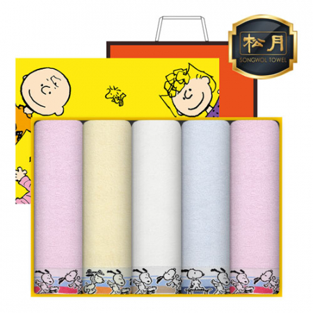 송월타올 스누피 보드36 타올 5매 고급세트 #2