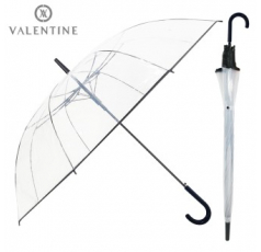 발렌타인 포에 70x8 자동 투명 바이어스 곡자 비닐 장우산