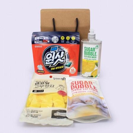 슈가버브블 세제+캡슐세제 10매입+섬유유연제+면코팅고무장갑 #2
