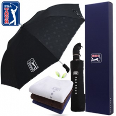 PGA 3단 완전자동 엠보선염 바이어스 우산 + 150g 면사타올세트