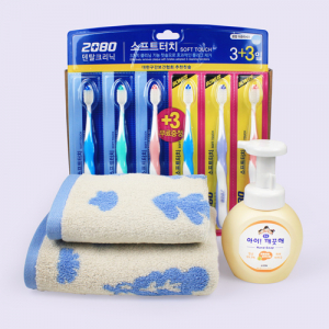 2080이중미세모 칫솔3+3 타올 9종세트