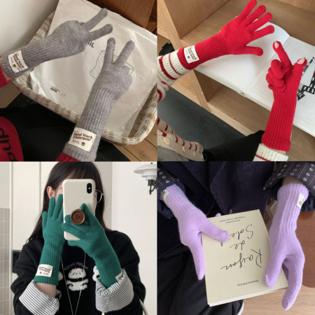 W009 핑거홀 터치 롱 장갑 손가락 무지 니트장갑 #3