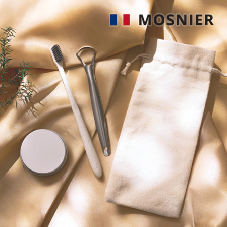 모스니에 생분해칫솔+혀클리너+고체치약+파우치세트 #3