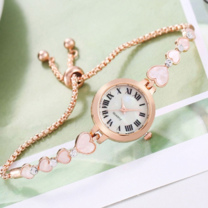 심플 하트 슬라이드 여성 손목시계(로즈골드)