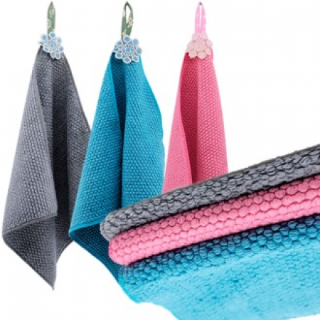 샤/3색 엠보 주방 고리핸드 타올 1P /흡수력짱/주방타올/핸드타올/복슬복슬타올 #2