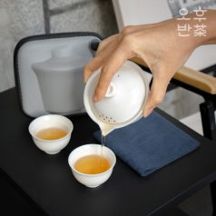 화이트 여행용다도세트 휴대용 입문용 다기세트