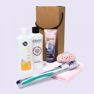 샤워메이트 바디워시 + 케라시스 샴푸 + 히말라야 핑크 솔트 치약 + 크리오 센스이중미세모 칫솔 + 캐릭터 핸드타올 여행용세트 5종세트