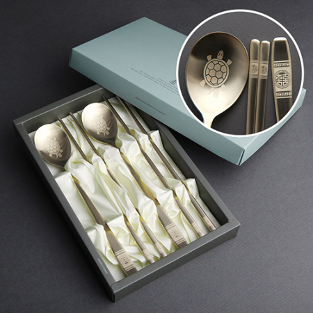 희거북골드 2인 수저세트 (종이케이스) #3